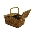Wicker Picnic Basket | Double Hinged Lid | Central Arched Handle | Natural Honey