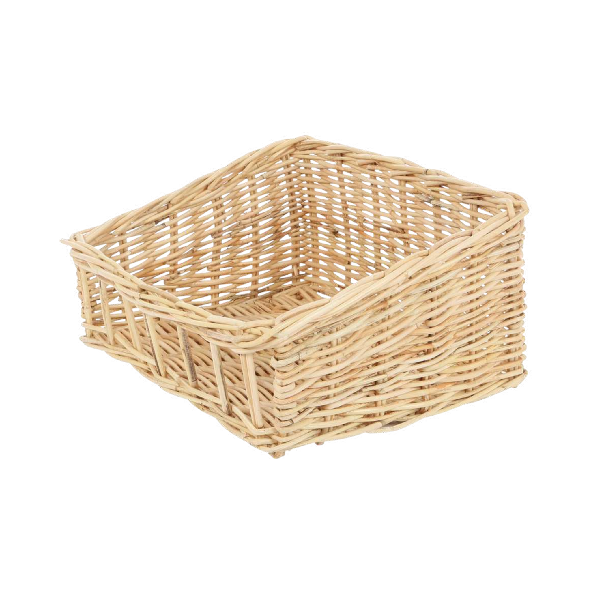 Kubu Natural Shallow Wicker Organiser Basket — Pale Natural Rattan | Nithya Boutique