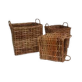 CL Rattan Square Log Basket Set of 2 — Heavy-Duty Fireside Storage | Nithya Boutique