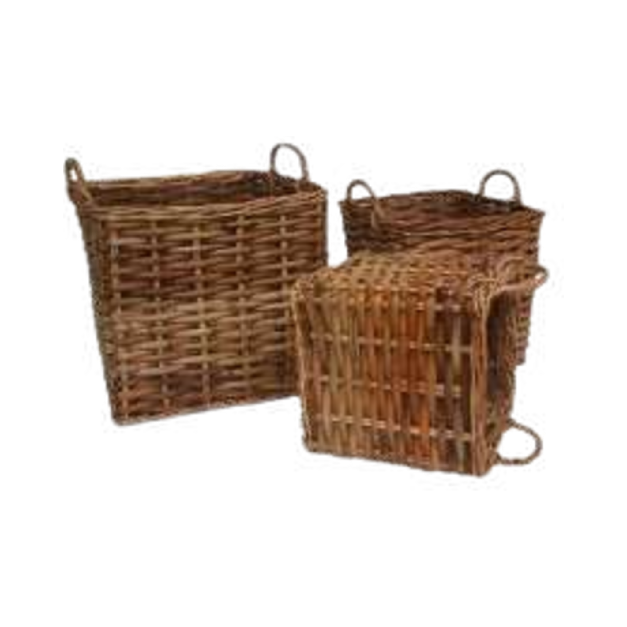 CL Rattan Square Log Basket Set of 2 — Heavy-Duty Fireside Storage | Nithya Boutique