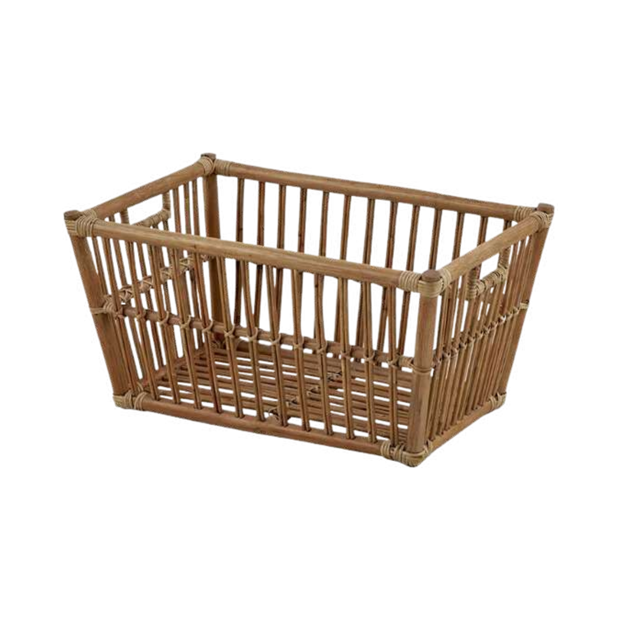 Rattan Core Open Slatted Storage Basket — Pole-Frame Design | Nithya Boutique