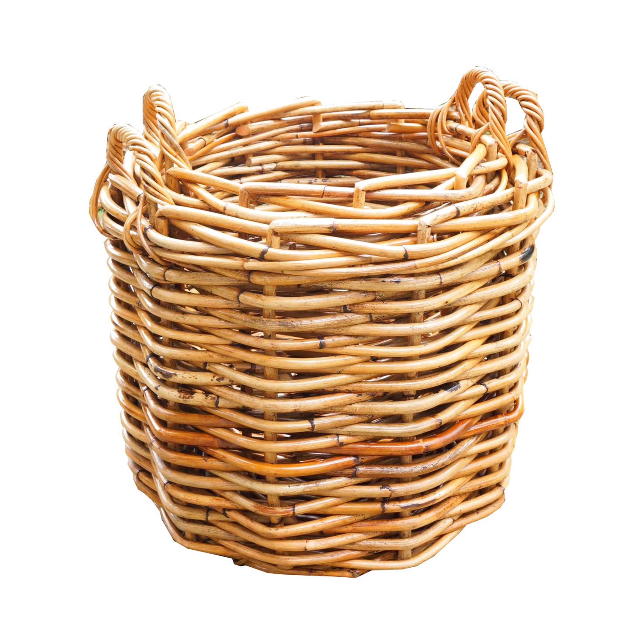 Kubu Natural Large Round Log and Storage Basket — Heavy-Duty Rattan | Nithya Boutique