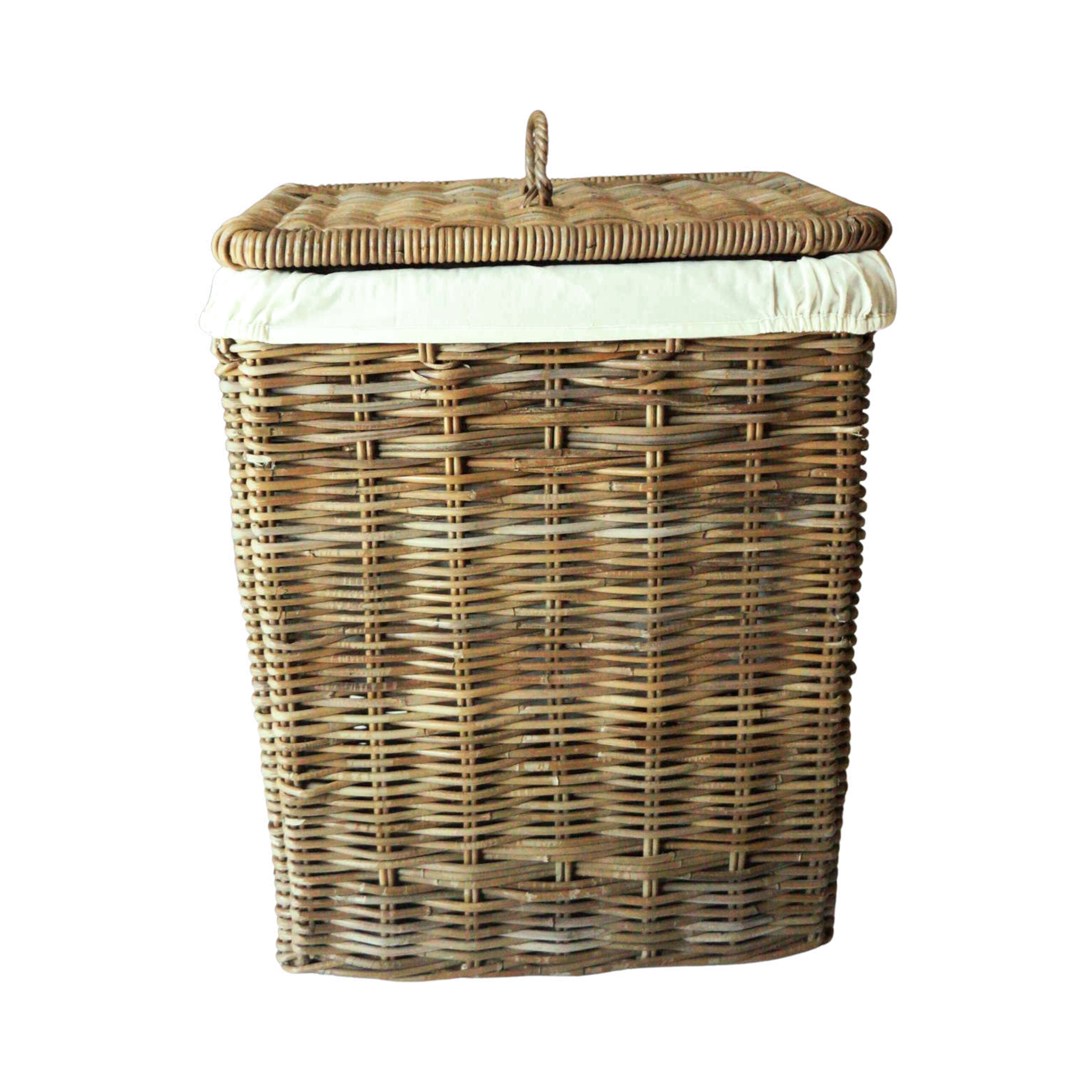 Kubu Natural Rectangular Laundry Hamper — Lid and Removable Cotton Liner | Nithya Boutique