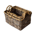 Koboo Grey Rectangular Storage Basket Set of 2 — Jute Rope Handles | Nithya Boutique