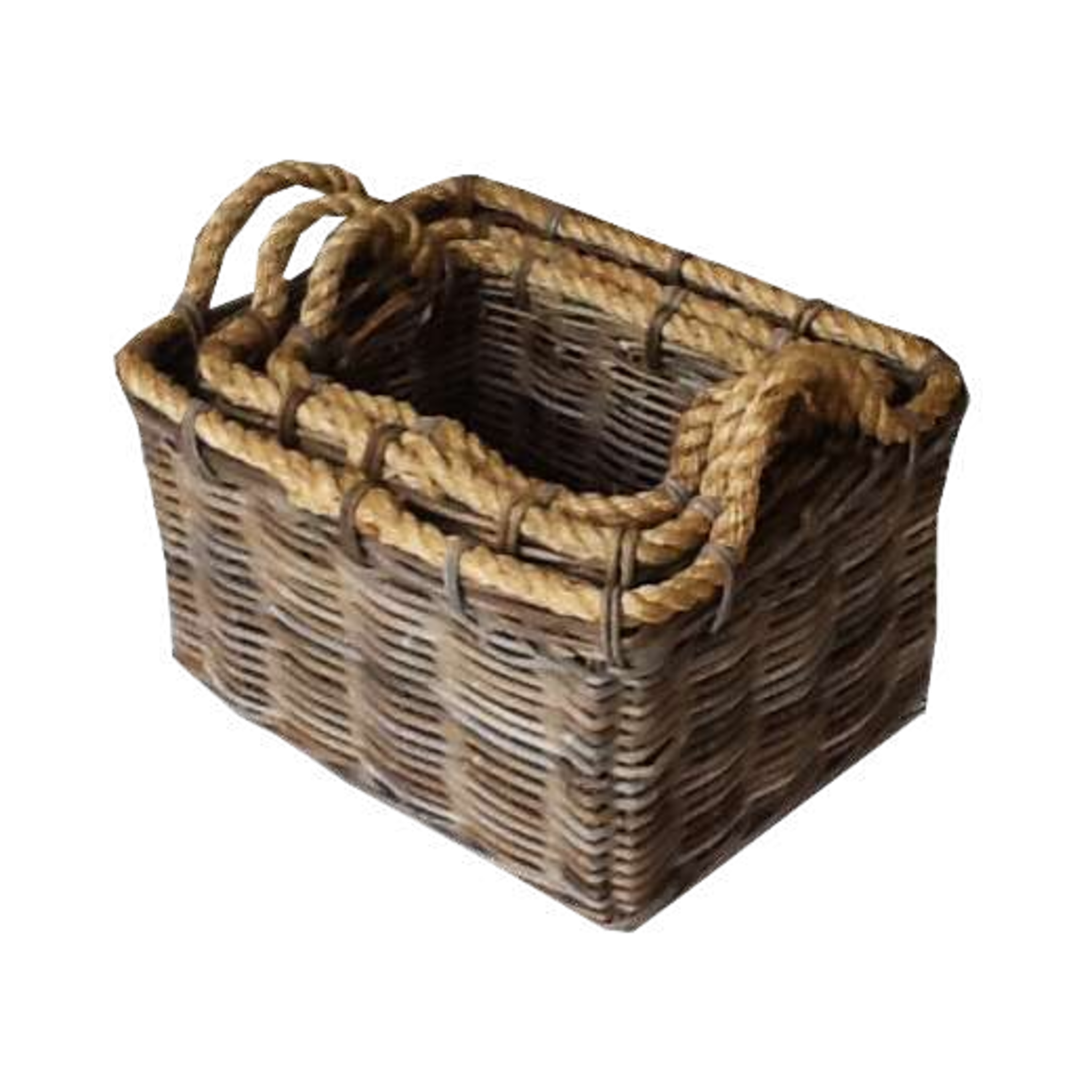 Koboo Grey Rectangular Storage Basket Set of 2 — Jute Rope Handles | Nithya Boutique