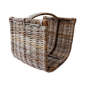 Koboo Grey Large Fireside Log Basket — Dual Handles, Rattan | Nithya Boutique