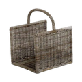 Koboo Grey Wicker Magazine and Log Holder — Tall Arched Handle | Nithya Boutique