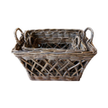 Koboo Grey Open-Weave Lattice Storage Basket Set of 2 — Rattan | Nithya Boutique