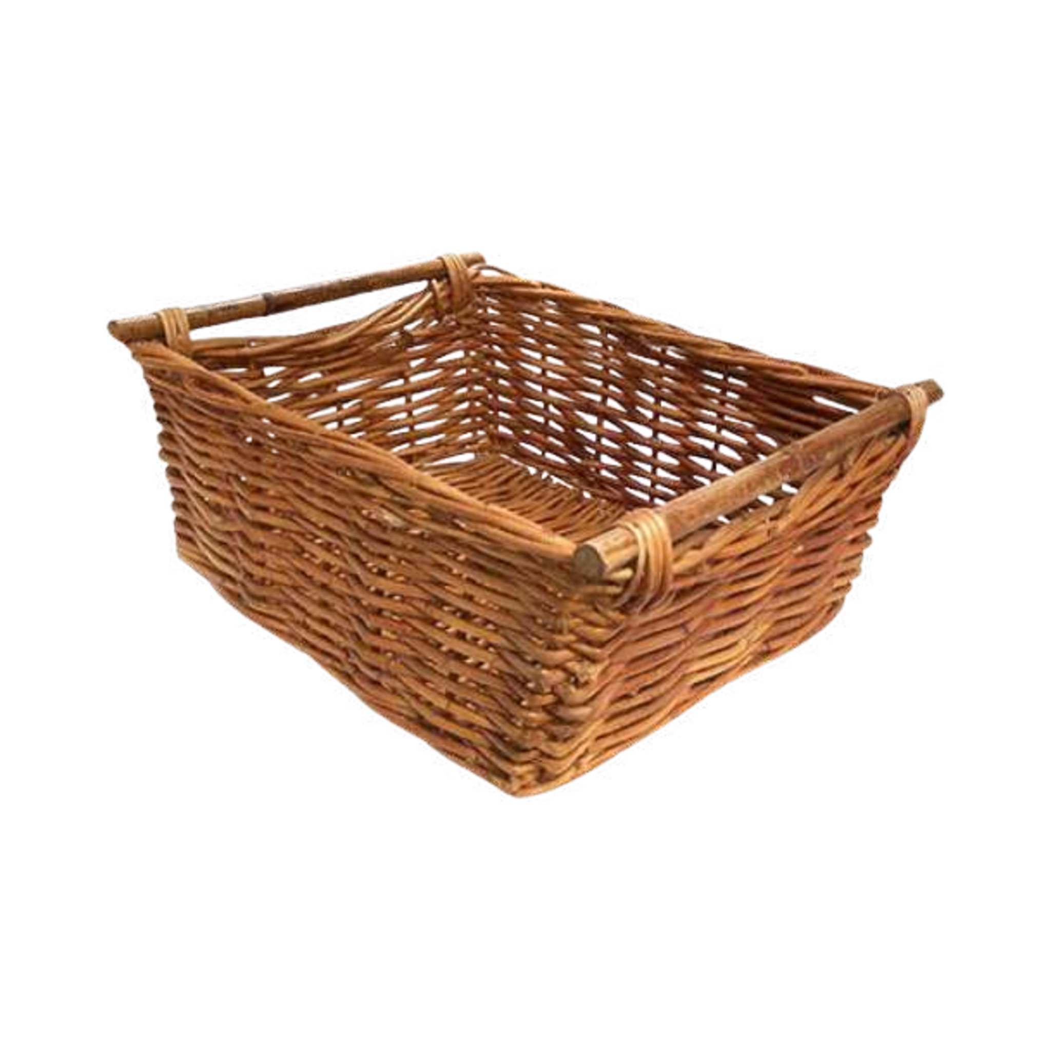 Kubu Natural Open-Weave Storage Basket — Rattan Rod Handles | Nithya Boutique