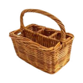 Kubu Natural Wicker Cutlery Caddy — 4-Compartment Picnic Organiser | Nithya Boutique