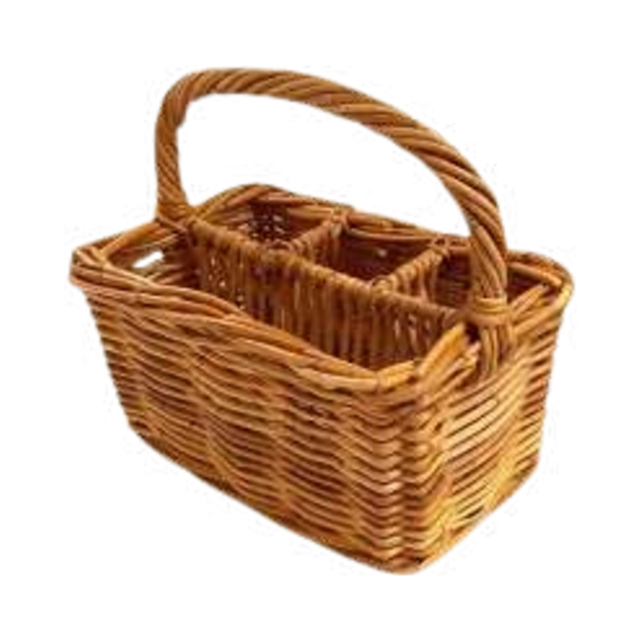 Kubu Natural Wicker Cutlery Caddy — 4-Compartment Picnic Organiser | Nithya Boutique
