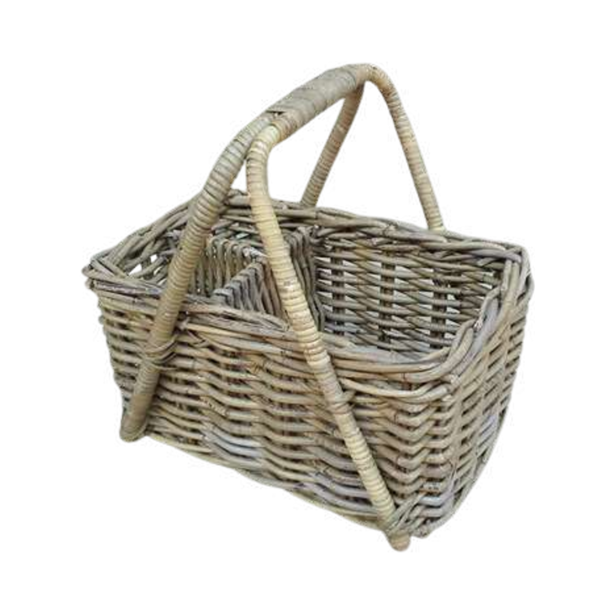 Koboo Grey Market Shopping Basket — Dual Handles, Rattan Core Frame | Nithya Boutique