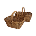 Kubu Natural Wicker Shopping Basket Set of 2 — Matching Market Baskets | Nithya Boutique