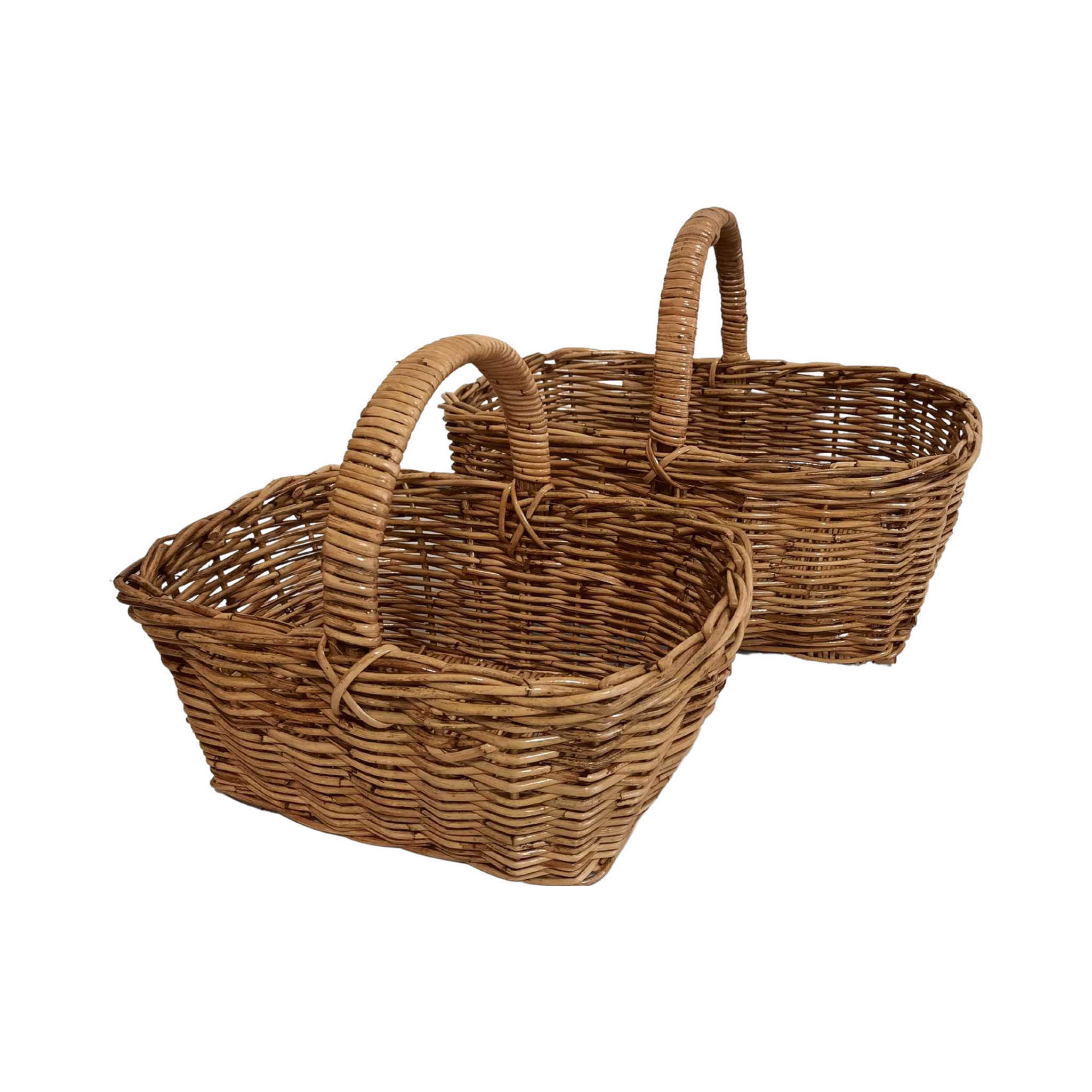 Kubu Natural Wicker Shopping Basket Set of 2 — Matching Market Baskets | Nithya Boutique