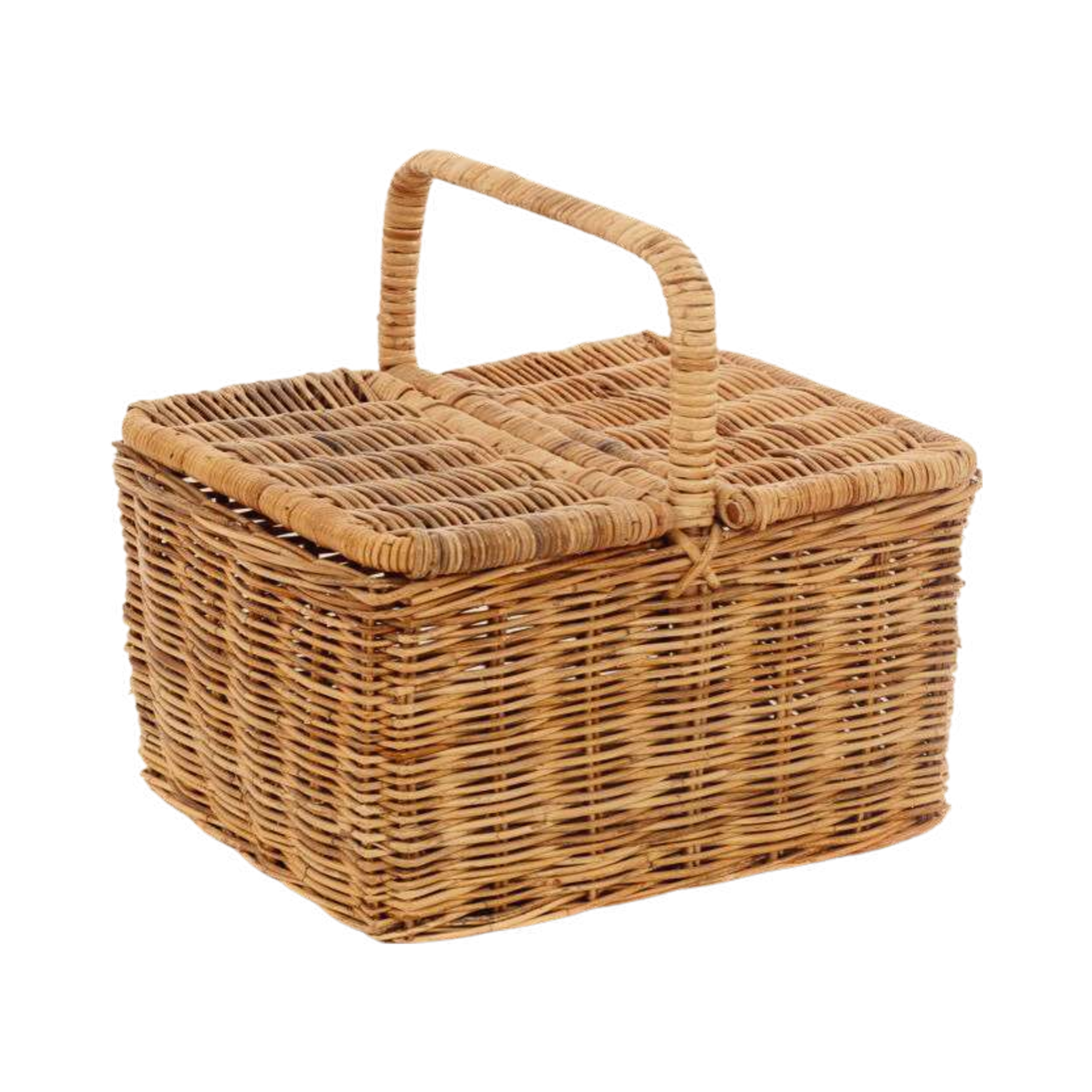 Kubu Natural Rectangular Picnic Hamper — Hinged Lid and Arched Handle | Nithya Boutique