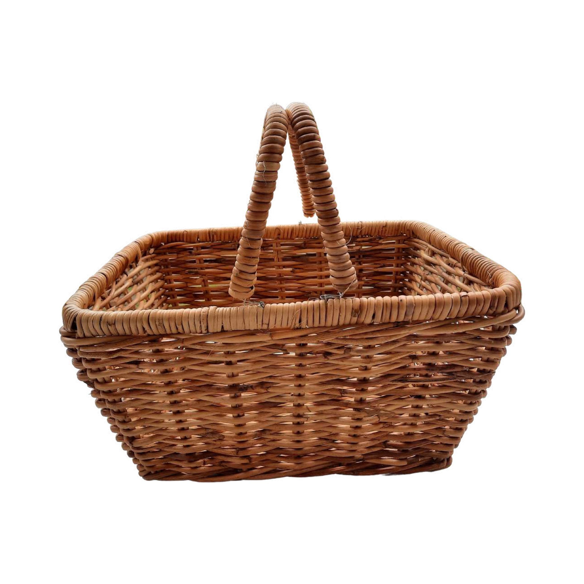 Rattan Core Rectangular Market Basket — Wrapped Arched Handle | Nithya Boutique