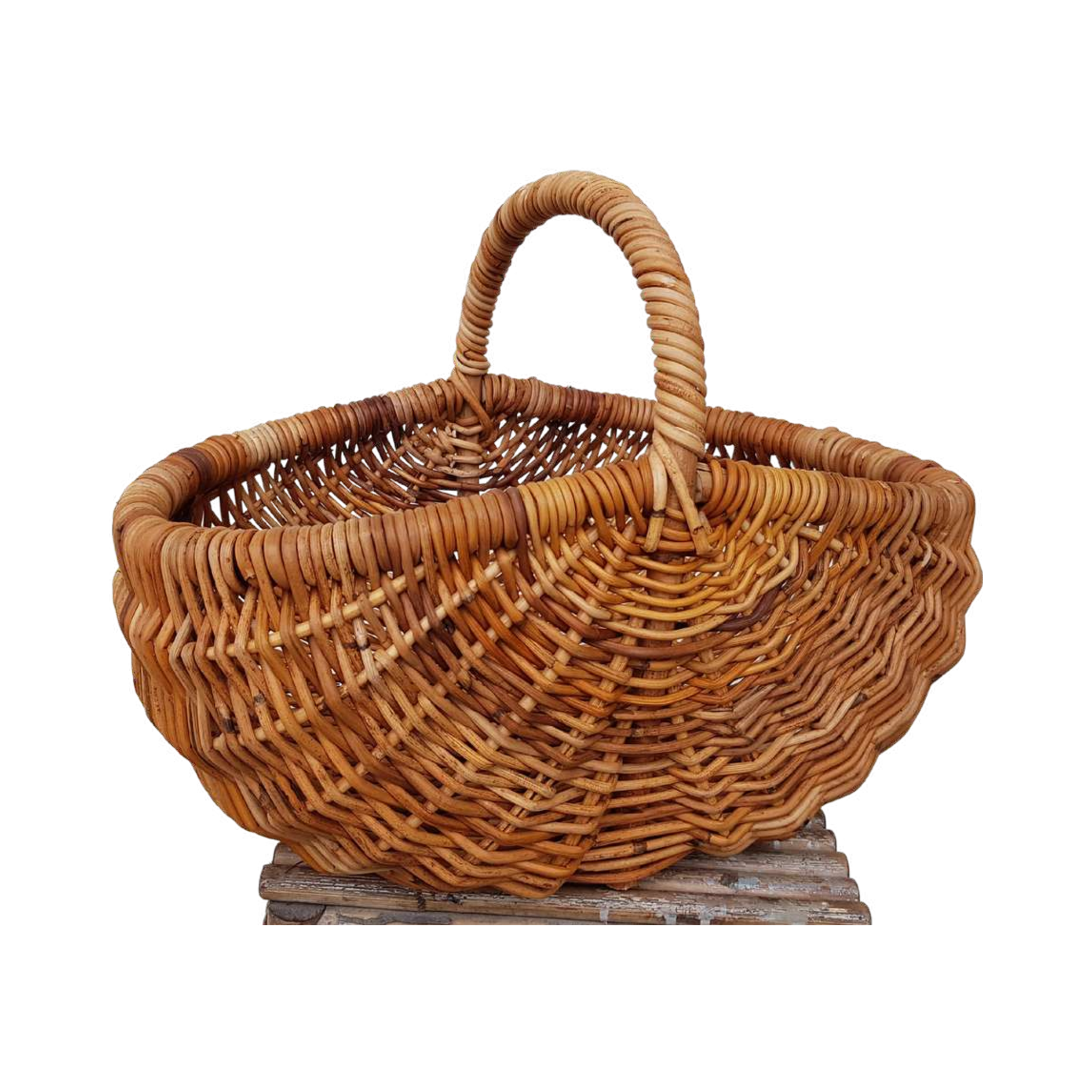 Kubu Natural Traditional Foraging Basket — Tall Arched Handle | Nithya Boutique