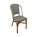 Colourful Wicker Bistro Chair — Multi-Colour Chevron Weave, Rattan Frame | Nithya Boutique
