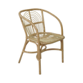 Rattan Armchair — Concentric Arc Back Detail, Barrel Arms, Open Slatted Seat | Nithya Boutique
