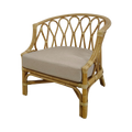 Rattan Armchair — Interlocking Loop Back, Linen Seat Cushion, Natural Honey | Nithya Boutique