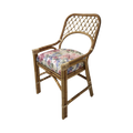 Rattan Dining Armchair — Open Diamond Lattice Back, Floral Seat Cushion | Nithya Boutique