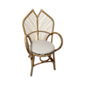 Rattan Peacock Fan-Back Armchair — Sculptural Leaf Back, Upholstered Seat | Nithya Boutique