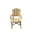 Rattan Armchair | Two-Tone Stripe Weave | Scalloped Back | Natural and Dark