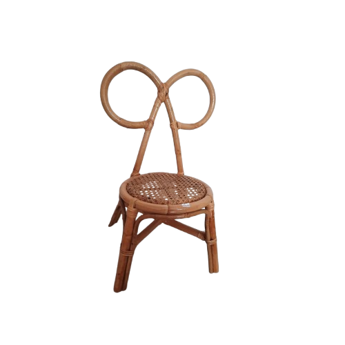 Children's Rattan Bow-Back Chair | Round Cane Seat | Natural Honey