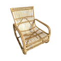 Rattan Slatted Deep-Seat Lounge Chair | Open Pole-Frame Design | Natural