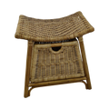 Rattan Storage Stool | Woven Herringbone Seat | Enclosed Wicker Compartment