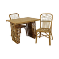 Rattan Desk and Chair Set — Bamboo Pedestal Desk, Diamond Lattice Side Chair | Nithya Boutique